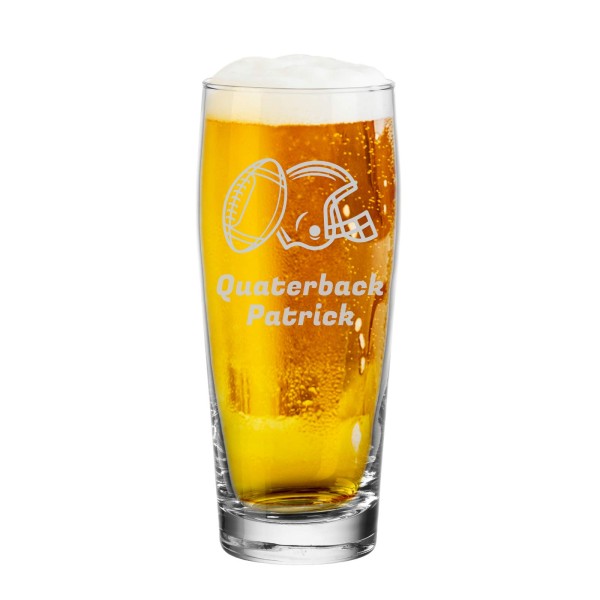 Luxentu - Gravur Willi Becher Bierglas Helles-Glas 0,5 l mit Eichung - Football