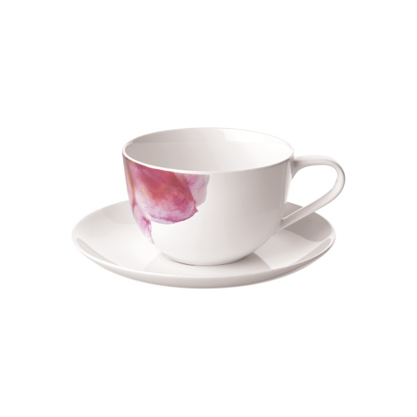 Villeroy & Boch Rose Garden Cappuccinotasse mit Untertasse 300 ml Weiß - DS