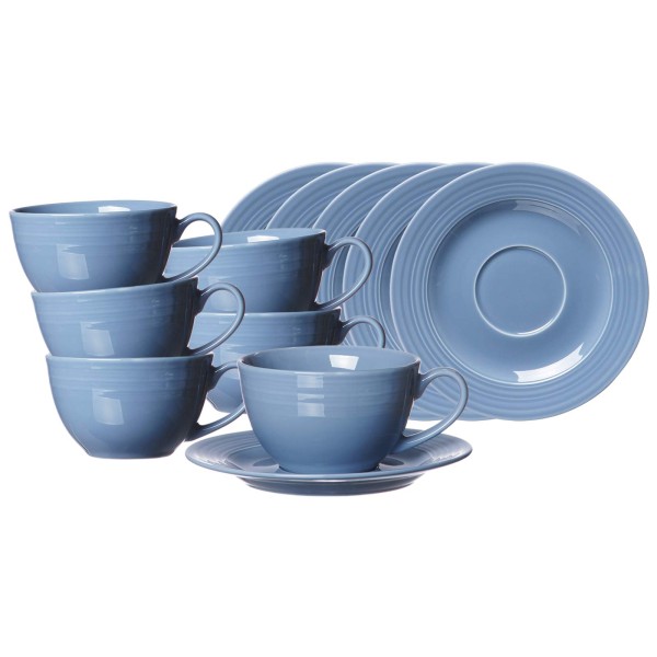 Ritzenhoff & Breker Levi Kaffeetasse mit Untertasse 220 ml blau 6er Set - DS