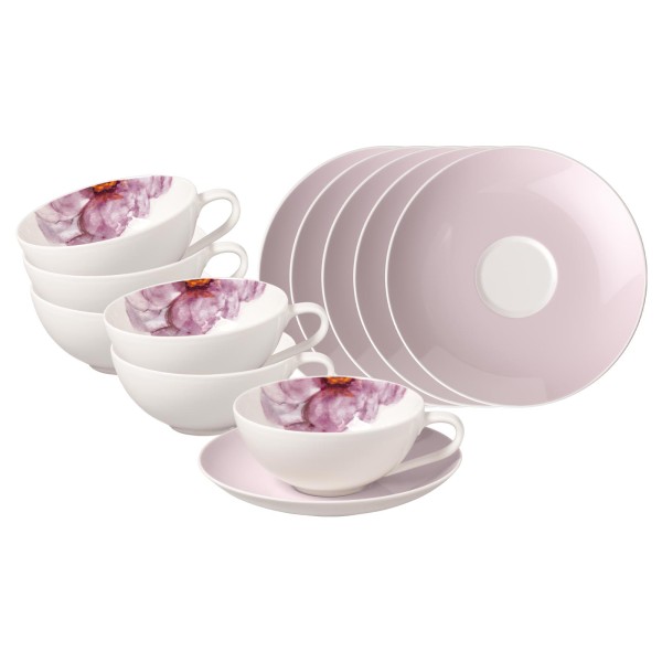 Villeroy & Boch Rose Garden Teetasse mit Untertasse 110 ml Rosa 6er Set - DS