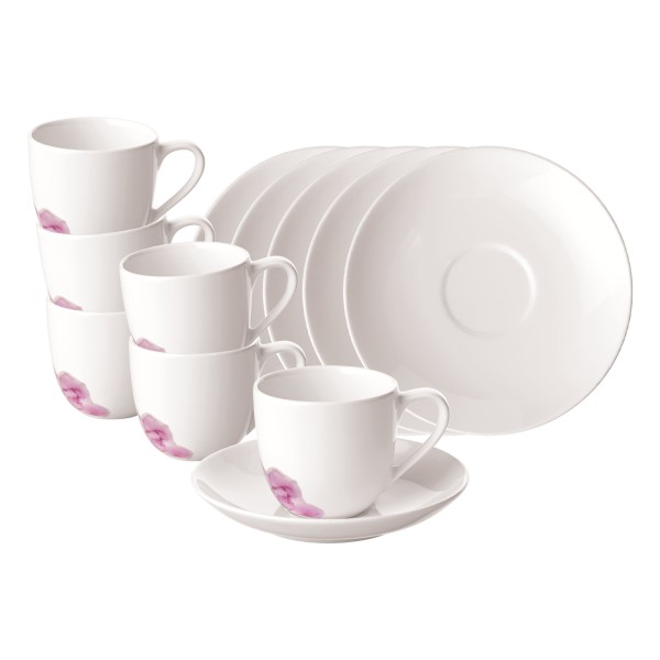 Villeroy & Boch Rose Garden Espressotasse mit Untertasse 70 ml Weiß 6er Set - DS