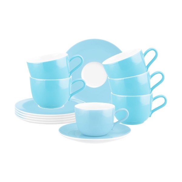 Seltmann Weiden Liberty Pure Colors Kaffeetasse mit Untertasse 260 ml 6er Set Lagoon Blue - DS