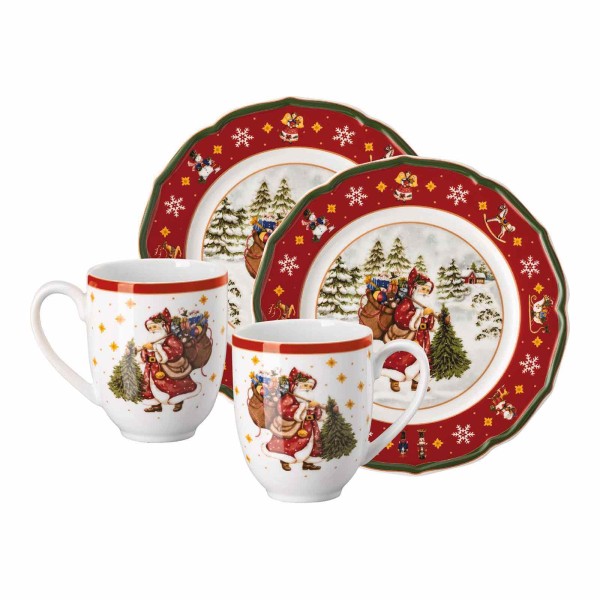 Hutschenreuther Happy Wintertime Geschirr-Set 4-teilig Rot