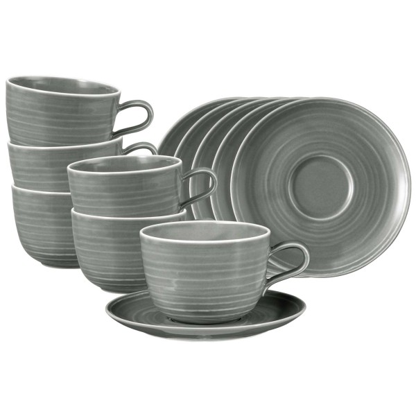 Seltmann Weiden Terra Milchkaffeetasse mit Untertasse 400 ml perlgrau 6er Set - DS