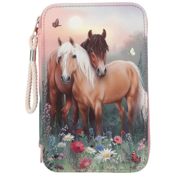 Miss Melody 3 Fach Federtasche FLOWERS inkl. Stifte