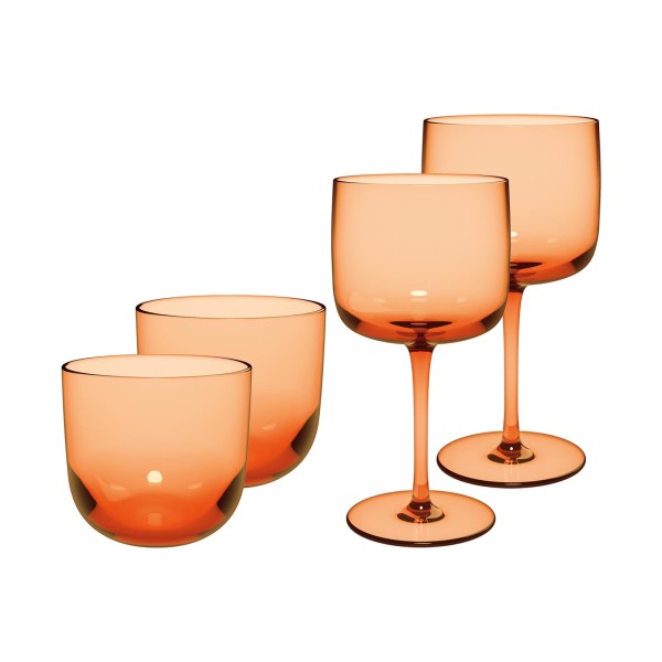 like. by Villeroy & Boch Like Glass Wein- und Wassergläser Set 4-teilig Apricot - DS