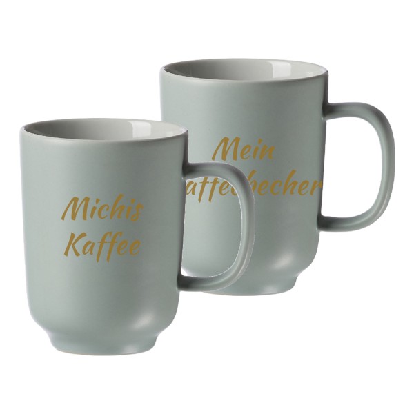 Kaffeebecher Jasper mit gold-gefärbter Gravur 2er Set - Mint