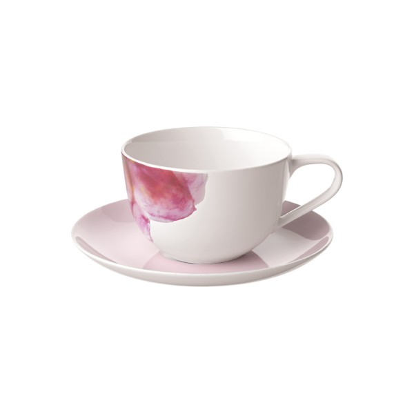 Villeroy & Boch Rose Garden Cappuccinotasse mit Untertasse 300 ml Rosa - DS