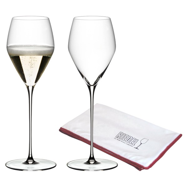 Riedel VELOCE Champagner Weinglas 2er Set + Poliertuch