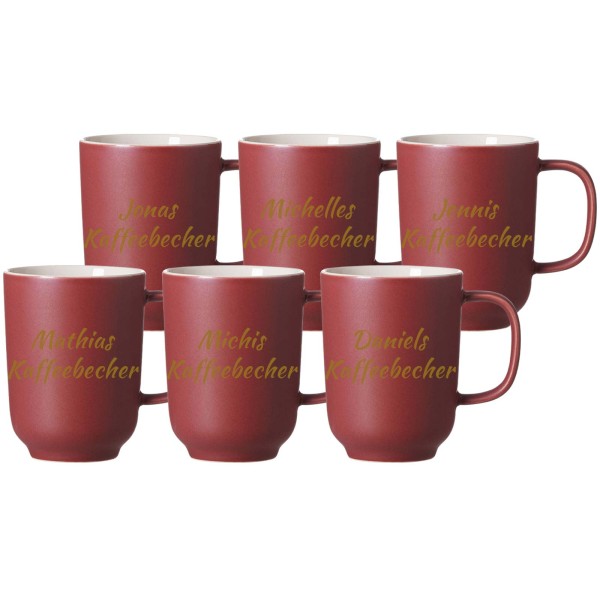 Kaffeebecher Jasper mit gold-gefärbter Gravur 6er Set - Beere