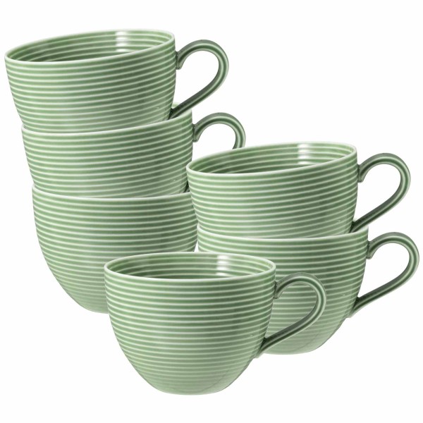 Seltmann Weiden Beat Color Glaze Milchkaffeetasse 0,35 l 6er Set - Salbeigrün - DS