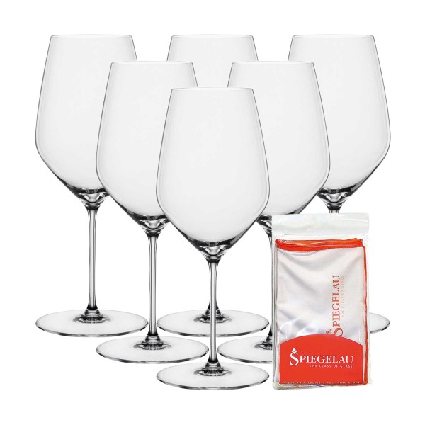 Spiegelau Hi-Lite Bordeauxglas 650 ml 6er Set + Poliertuch