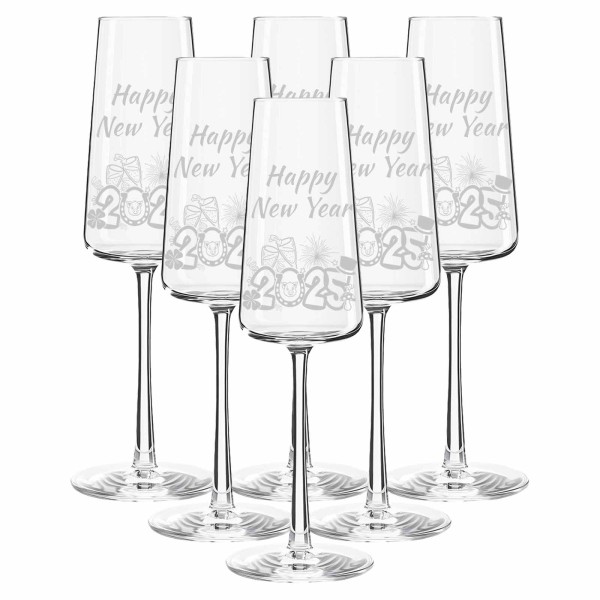 Champagnerglas mit Gravur 240 ml Silvester 6er Set