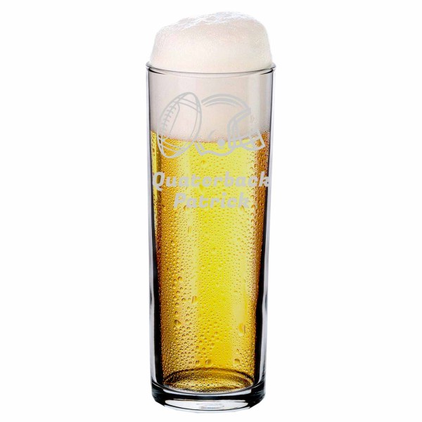 Luxentu - Gravur Kölschglas Kölner Stange Bierglas 0,2 l mit Eichung - Football