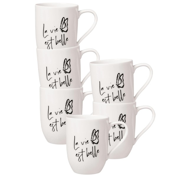 Villeroy & Boch Statement Becher 'La vie est belle' 290 ml 6er Set - DS