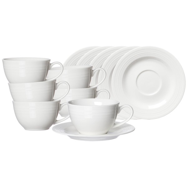 Ritzenhoff & Breker Levi Kaffeetasse mit Untertasse 220 ml weiß 6er Set - DS