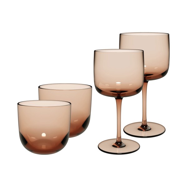 like. by Villeroy & Boch Like Glass Wein- und Wassergläser Set 4-teilig Clay - DS