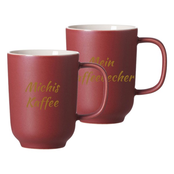 Kaffeebecher Jasper mit gold-gefärbter Gravur 2er Set - Beere