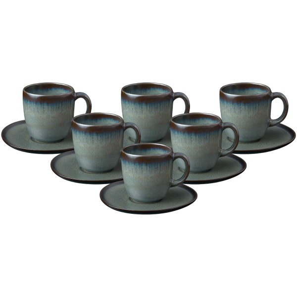 like. by Villeroy & Boch Lave gris Kaffeetasse mit Untertasse 190 ml 6er Set - DS