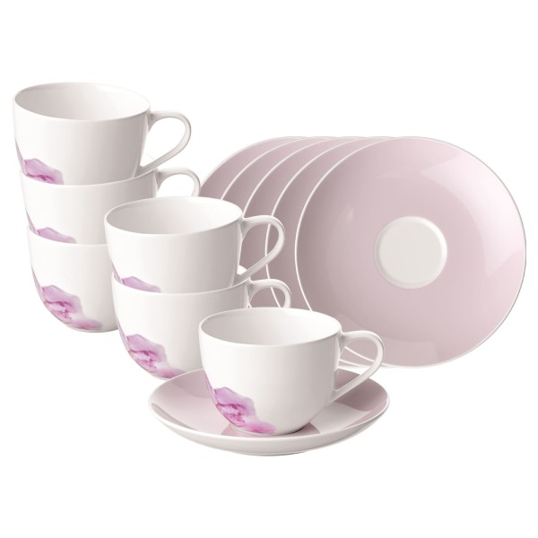 Villeroy & Boch Rose Garden Kaffeetasse mit Untertasse 160 ml Rosa 6er Set - DS