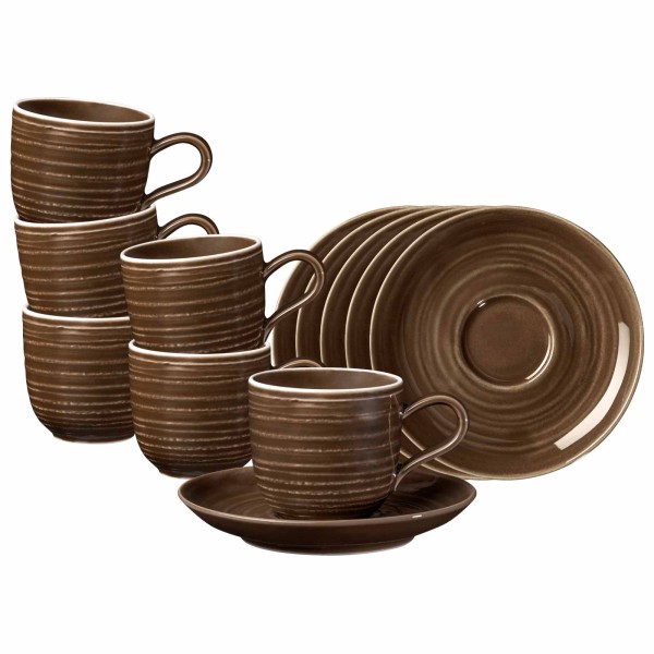 Seltmann Weiden Terra Espressotasse mit Untertasse erdbraun 6er Set - DS