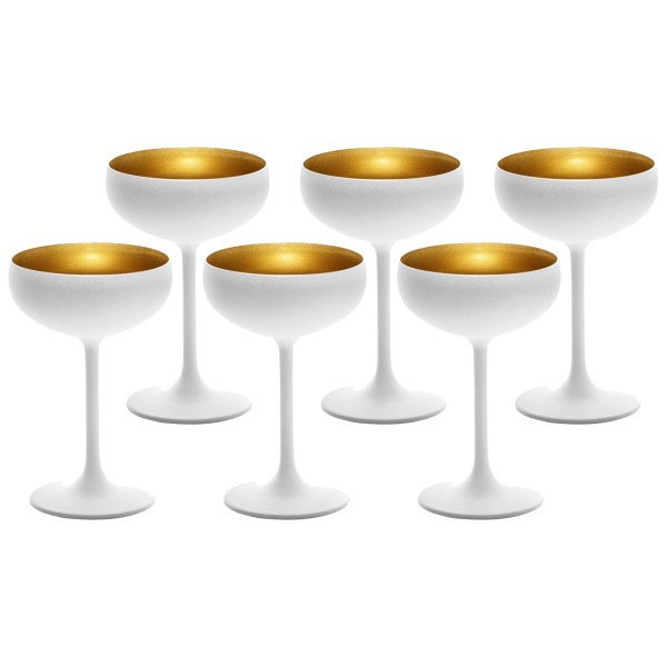 Stölzle Lausitz ELEMENTS 6x Champagner Schale Weiß-Gold | Luxentu der Shop  für Genießer