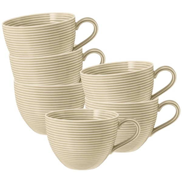 Seltmann Weiden Beat Color Glaze Milchkaffeetasse 0,35 l 6er Set - Sandbeige - DS