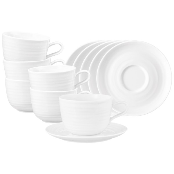 Seltmann Weiden Terra Milchkaffeetasse mit Untertasse 400 ml weiß 6er Set - DS