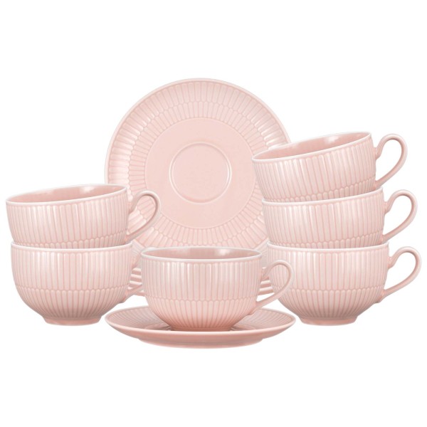 Seltmann Weiden Amina Milchkaffeetasse mit Untertasse 350 ml 6er Set Rosé - DS