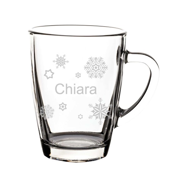 Glasbecher 300 ml mit Gravur - Schneeflocken - 1 Stück