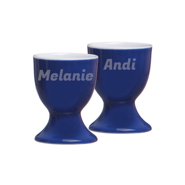 Eierbecher Doppio mit Gravur 2er Set - Indigo Blau