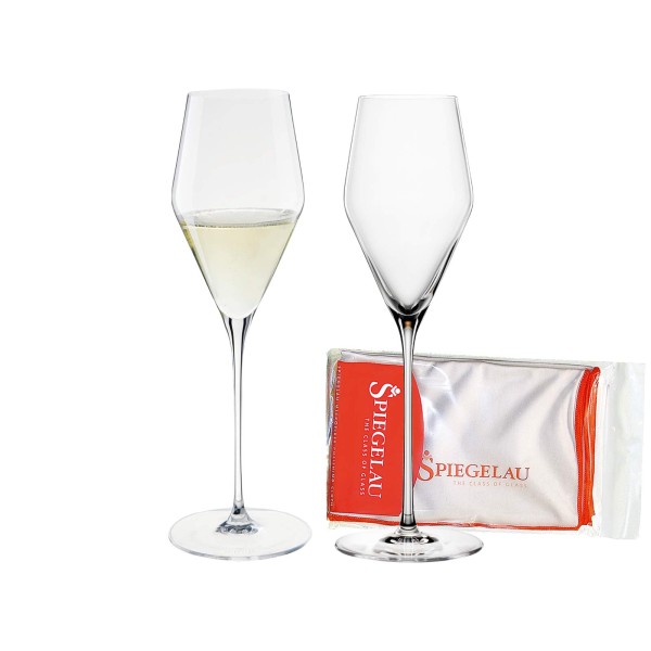 Spiegelau Definition Champagnerglas 250 ml 2er Set + Poliertuch