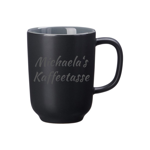 Kaffeebecher Jasper 285 ml mit Text - Schwarz