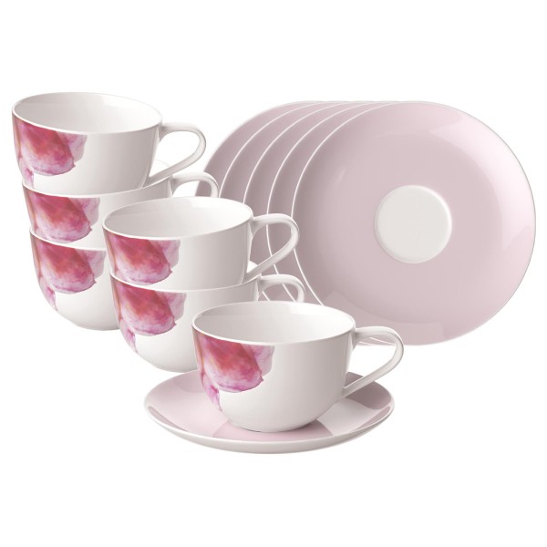 Villeroy & Boch Rose Garden Cappuccinotasse mit Untertasse 300 ml Rosa 6er Set - DS