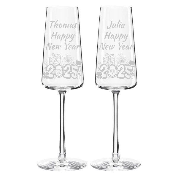 Champagnerglas mit Gravur 240 ml Silvester 2er Set