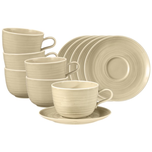 Seltmann Weiden Terra Milchkaffeetasse mit Untertasse 400 ml sandbeige 6er Set - DS