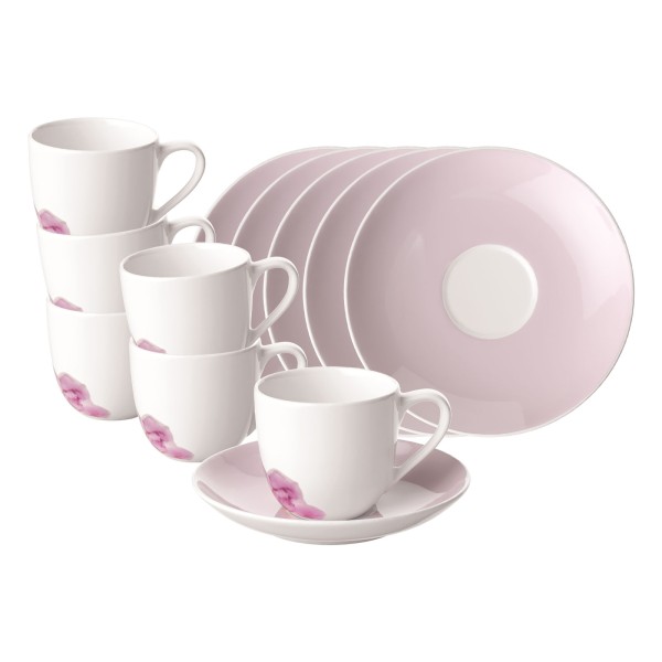 Villeroy & Boch Rose Garden Espressotasse mit Untertasse 70 ml Rosa 6er Set - DS