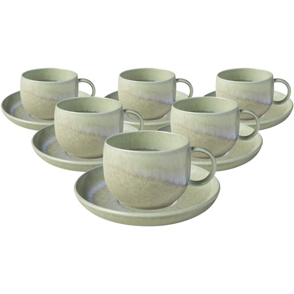 like. by Villeroy & Boch Perlemor Alga Espressotasse mit Untertasse 60 ml 6er Set - DS