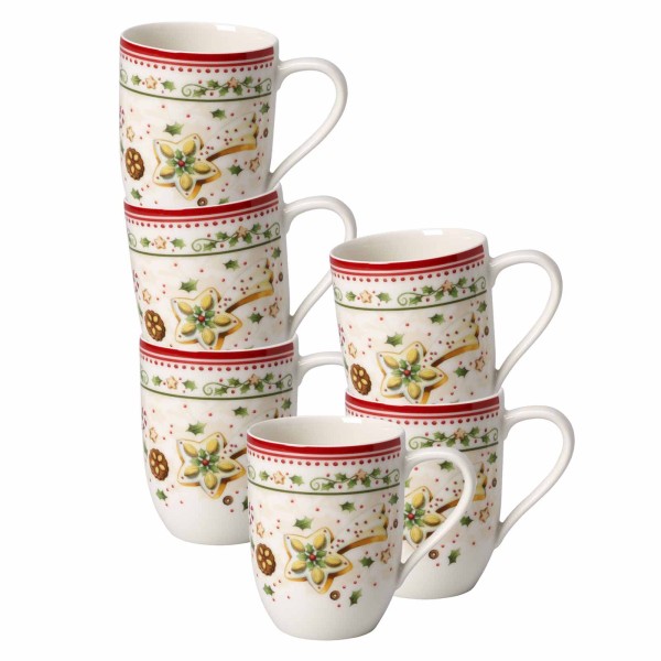 Villeroy & Boch Winter Bakery Delight Becher mit Henkel Sternschnuppe 290 ml 6er Set - DS