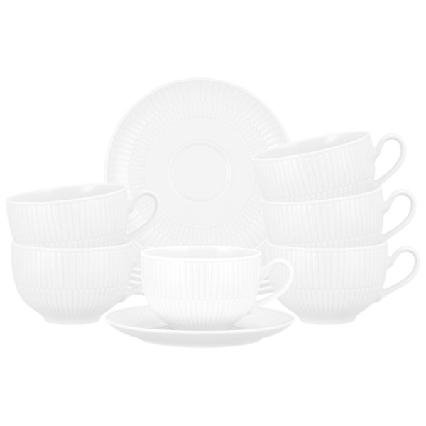 Seltmann Weiden Amina Milchkaffeetasse mit Untertasse 350 ml 6er Set Weiß - DS