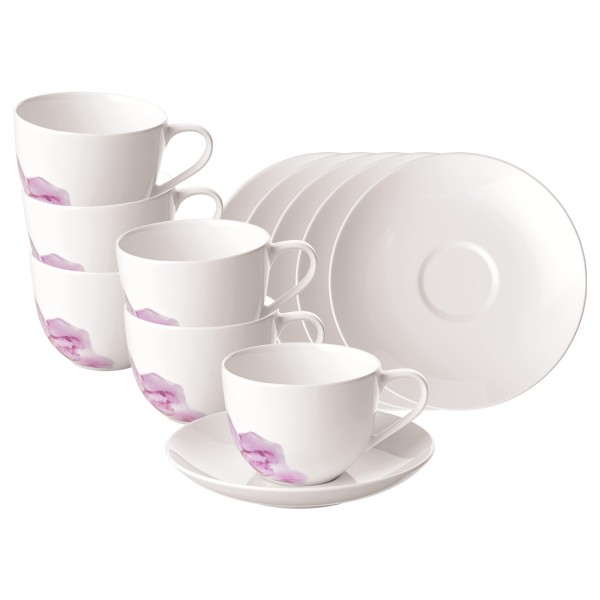 Villeroy & Boch Rose Garden Kaffeetasse mit Untertasse 160 ml Weiß 6er Set - DS